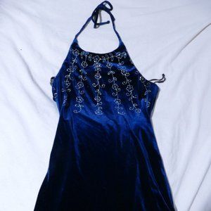 Blue Sequin Halter Dress